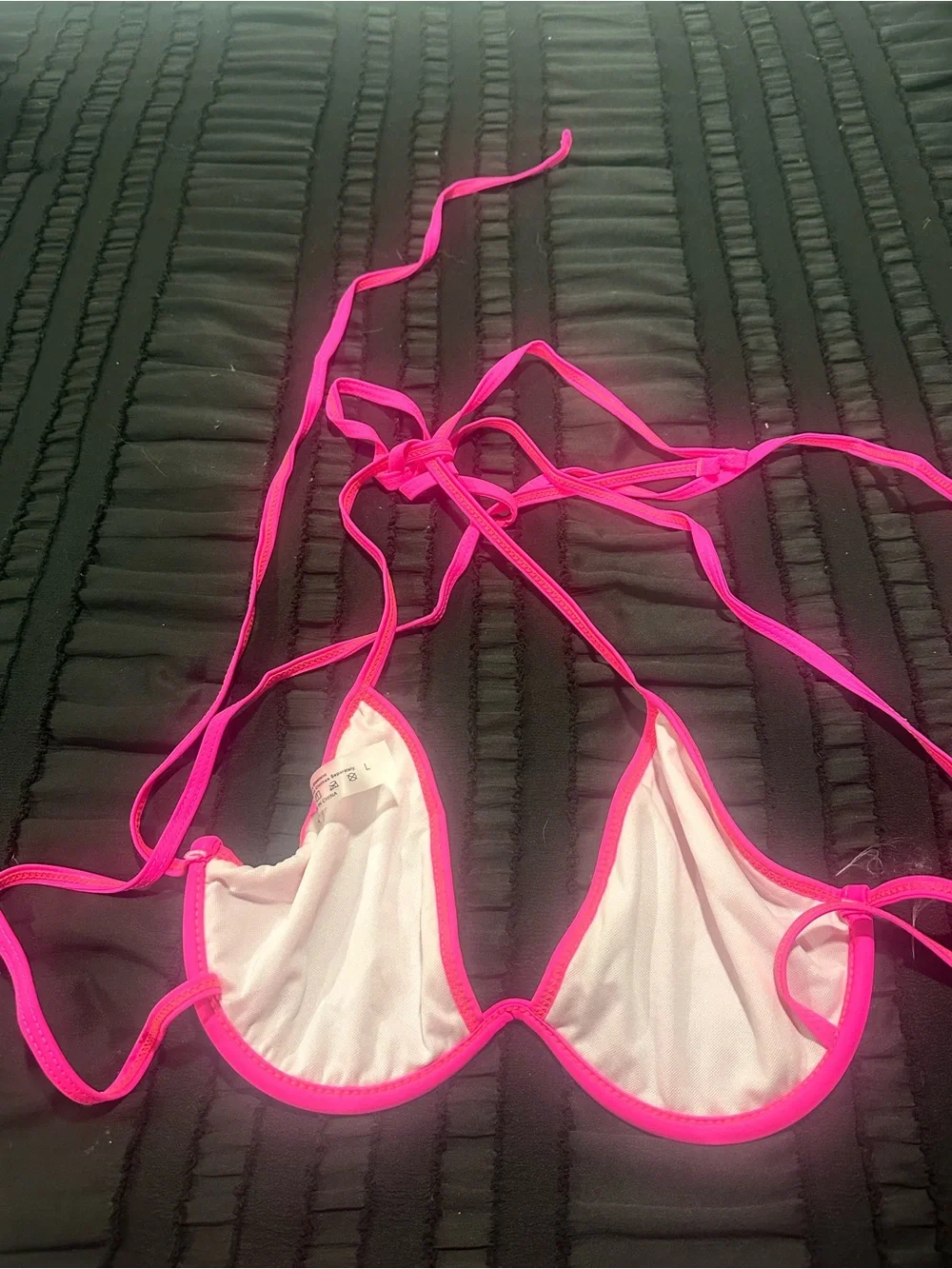 SHEIN Neon Pink Textured Bikini Set